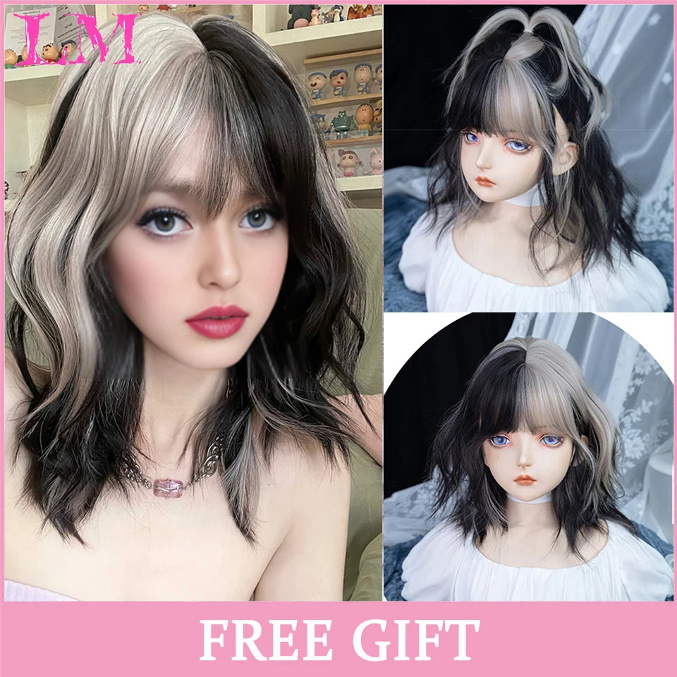 LM Cosplay Wig – 24" Long, Straight Pink, Bangs, Heat-Resistant