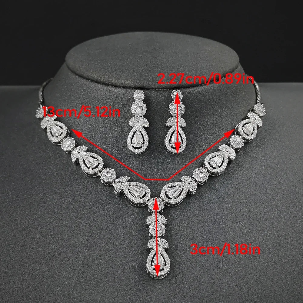 Luxury 2PCS Indian African Silver Jewelry Set – Necklace & Earrings