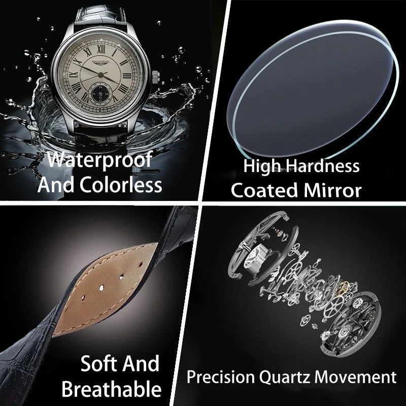Men's Luxury Wristwatch – Quartz, Leather, Waterproof, Business Style