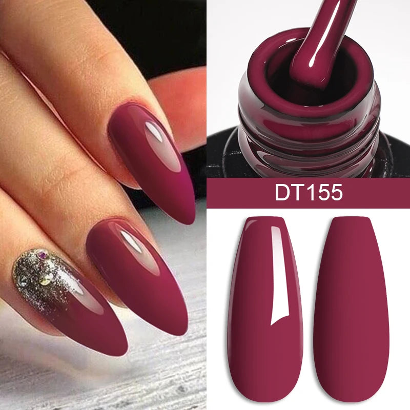 MEET ACROSS 7ml Red Gel Nail Polish – Crystal, Semi-Permanent, UV Soak-Off, Matte Top/Base Coat