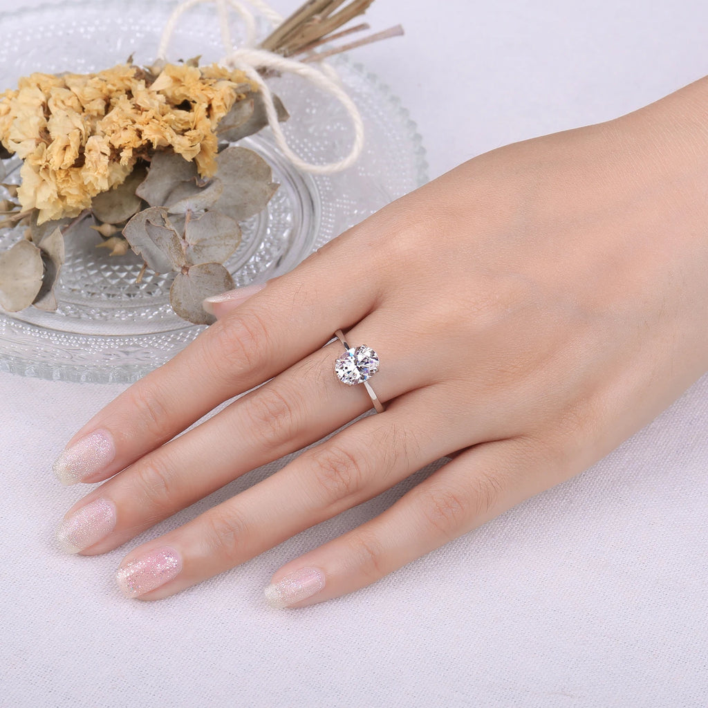 1ct 2ct Oval Moissanite Solitaire Ring 925 Silver
