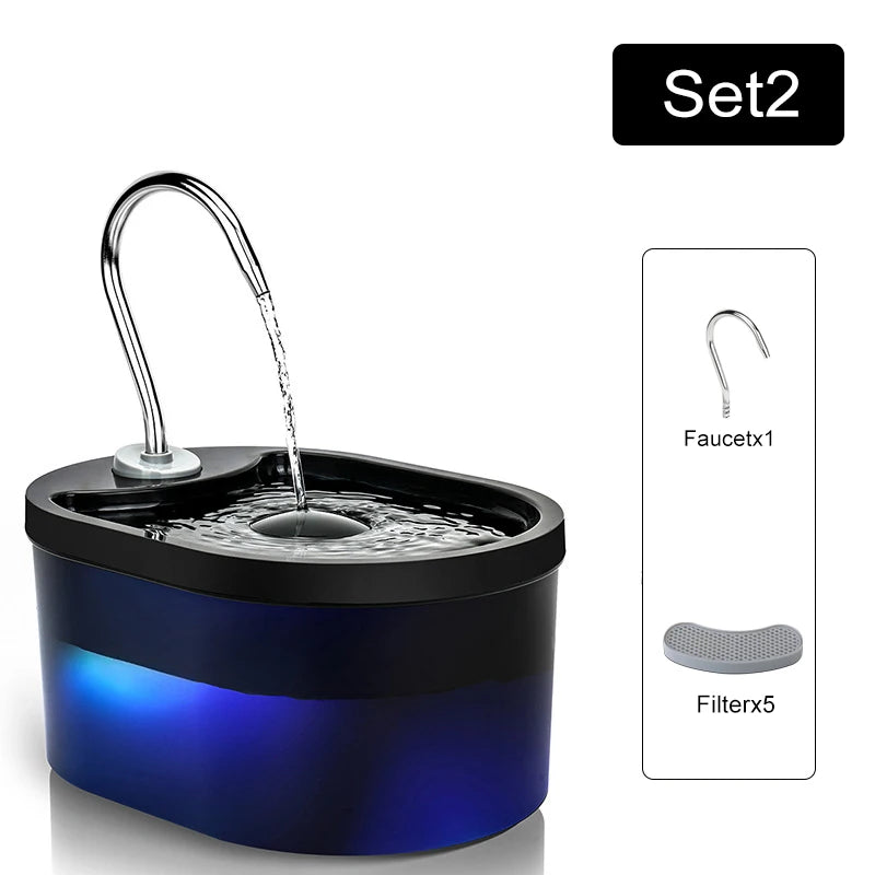 Pet Water Fountain 3L – LED, Ultra-Quiet, Filtered, Smart Automatic Dispenser for Cats
