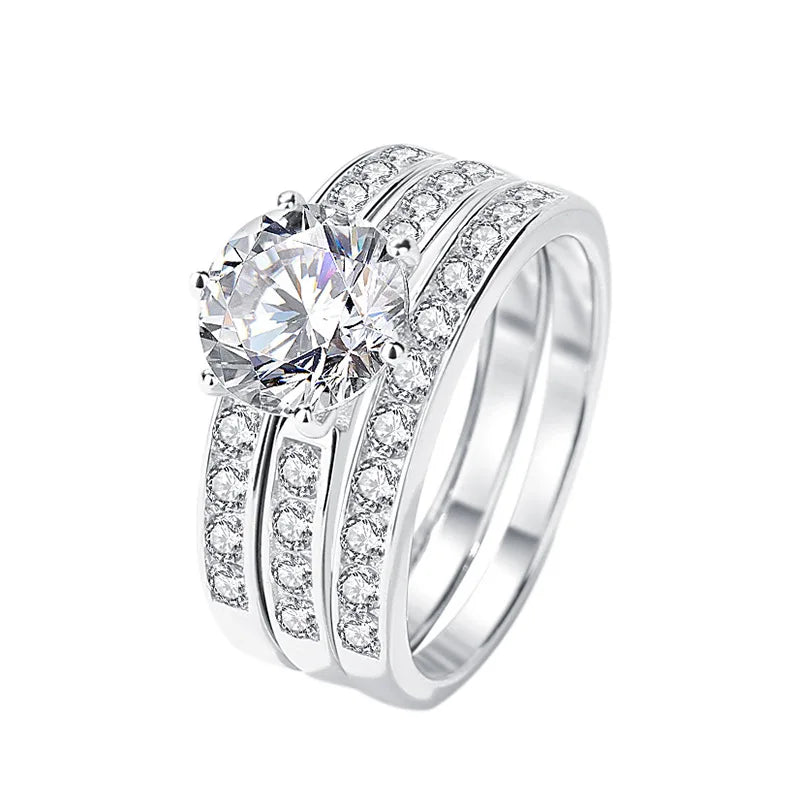 2CT Moissanite Diamond Ring Set 925 Silver