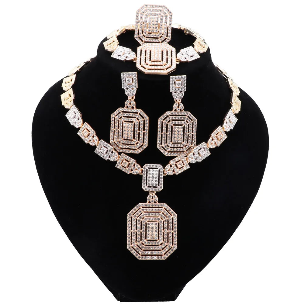 CYNTHIA Silver Plated Jewelry Set – Necklace, Earrings, Bracelet & Ring