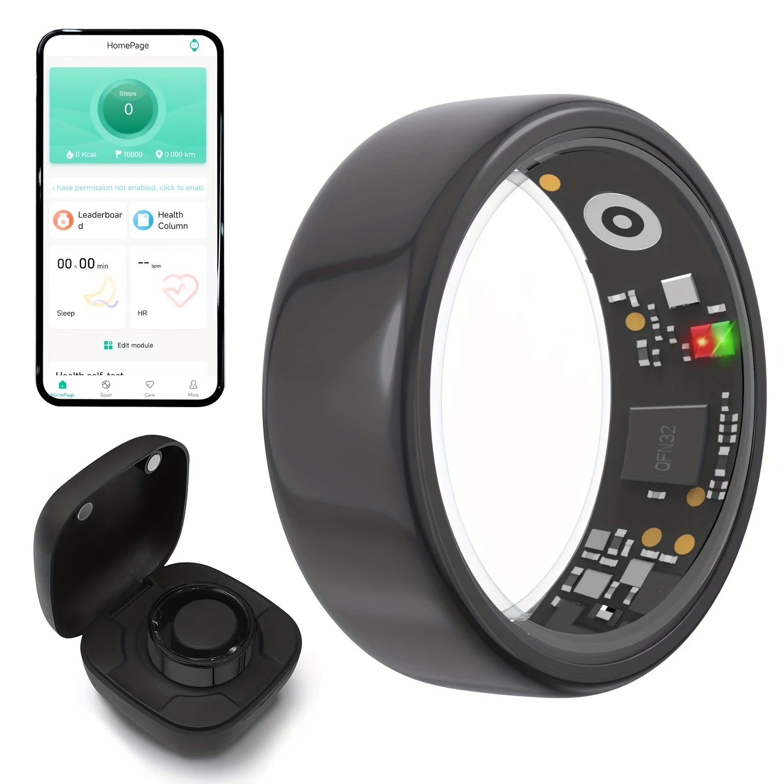 Smart Ring – Heart Rate, Blood Pressure, Sleep & Motion Tracking, IP68 Waterproof, Unisex Gift