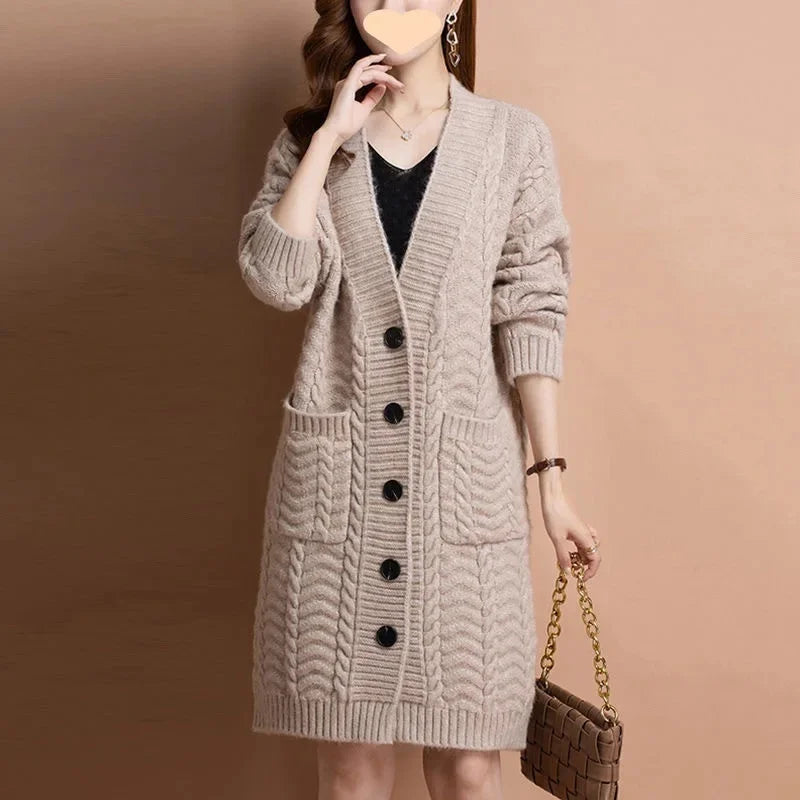 🧥 Loose Knitted Cardigan – Style Décontracté d’Automne Hivernal