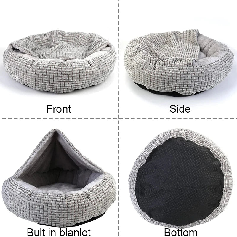 Round Pet Bed – Warm, Fluffy, Orthopedic, Anti-Stress, for Cats & Dogs