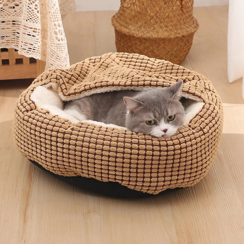 Round Pet Bed – Warm, Fluffy, Orthopedic, Anti-Stress, for Cats & Dogs