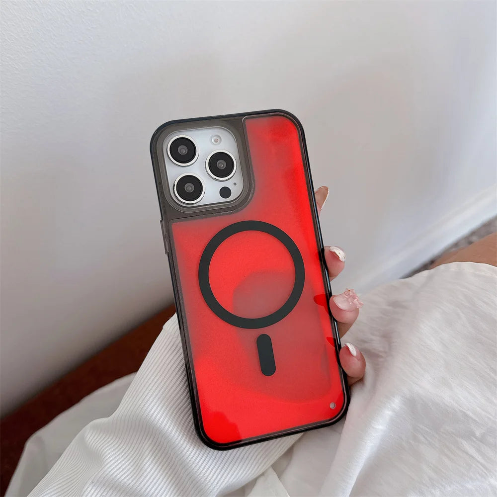 Magsafe Glowing Liquid Quicksand iPhone Case for iPhone 13–17 Pro Max