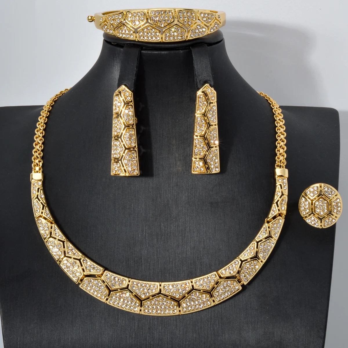 Sunny Jewelry Bridal Set – Gold Plated Earrings, Necklace, Bracelet & Ring