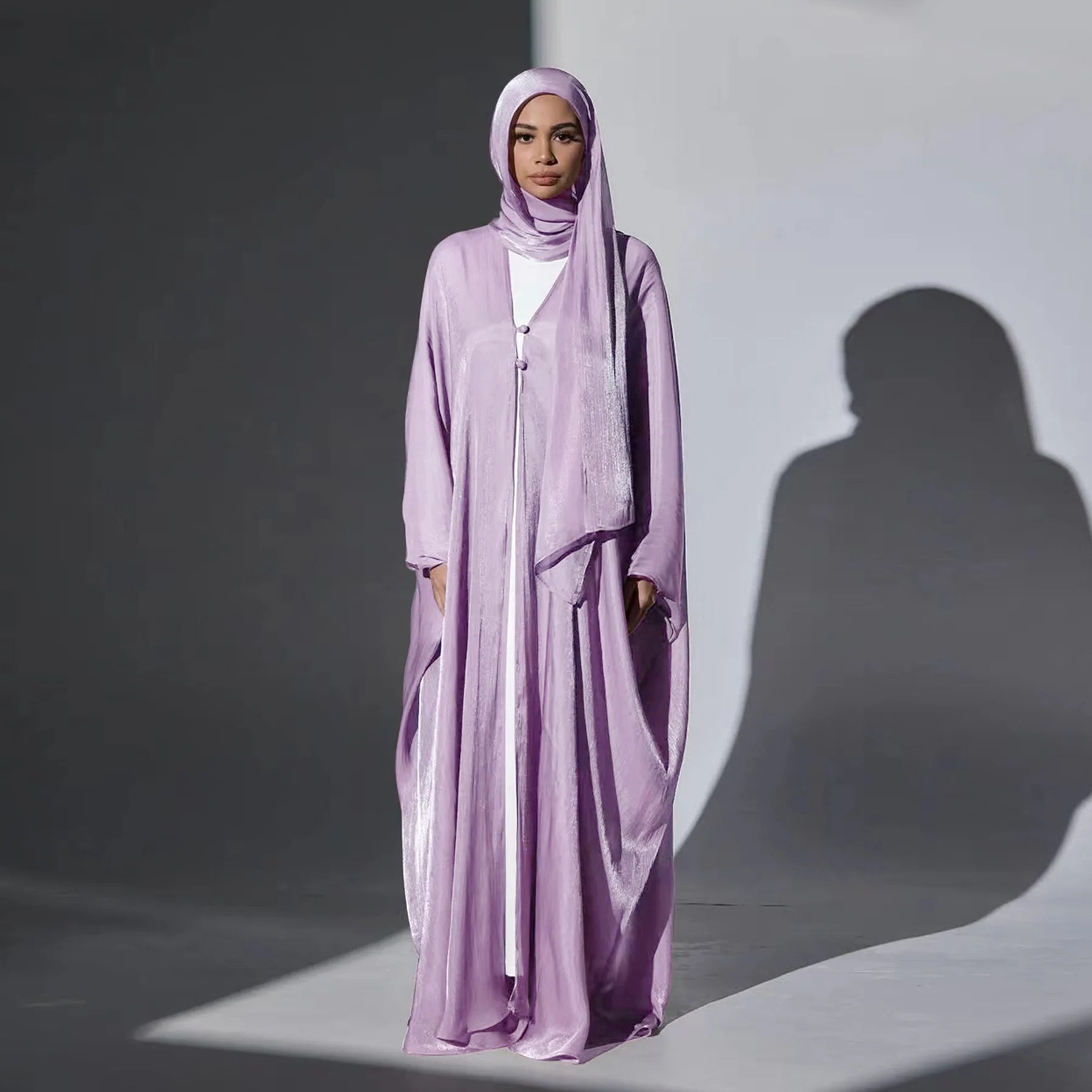 Islamic Dubai Open Abaya with Hijab – Modest Luxury Kaftan for Women Eid & Ramadan