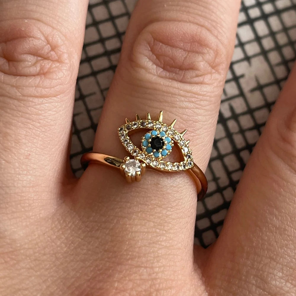 Gold Color Turkish Evil Eye Ring for Women