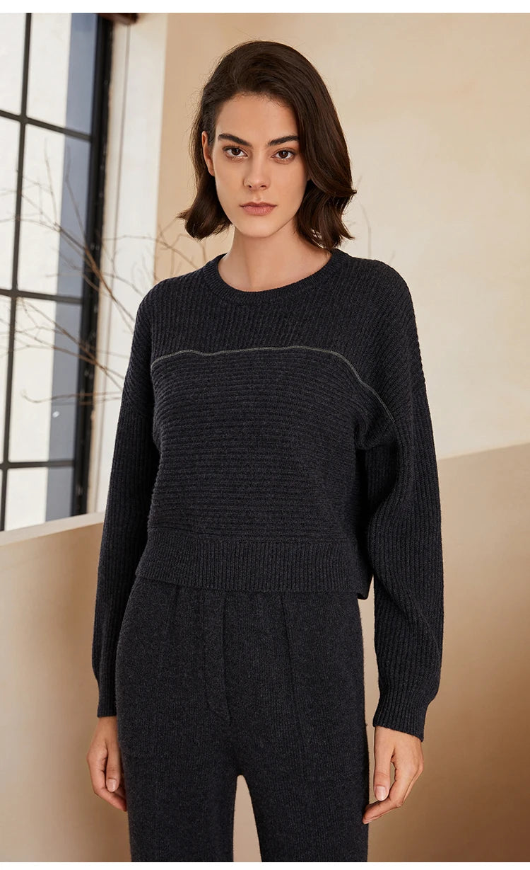 BC-211 Pull Femme Tricoté – 100% Laine Mérinos, Haut, Jumper
