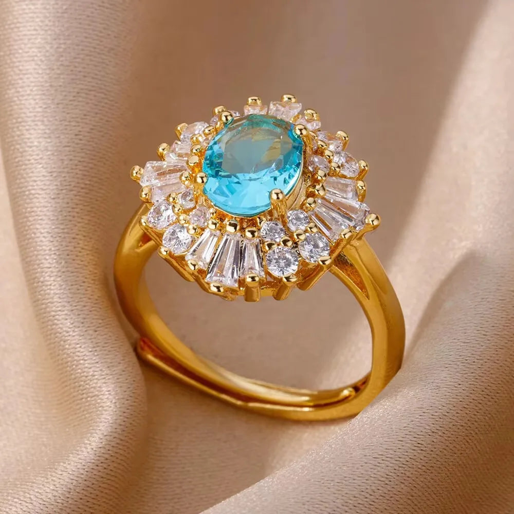 Vintage Geometric Gold Stainless Steel Ring – Women’s Open Finger