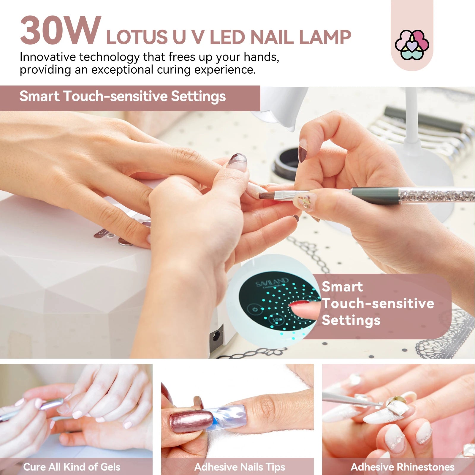 SAVILAND Mini UV LED Nail Lamp – Rechargeable, Cordless, Gel Polish Quick Drying