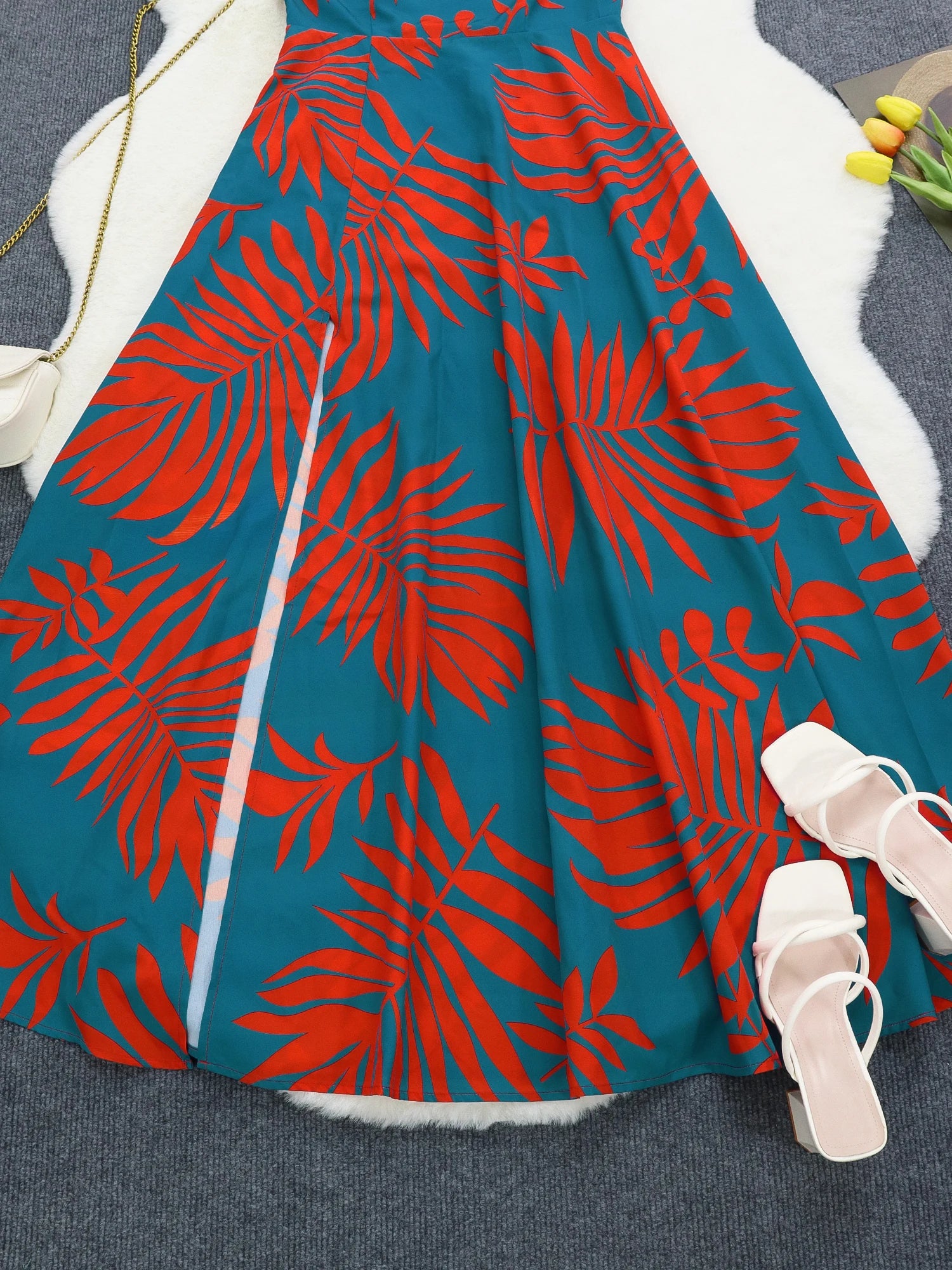 One-Shoulder Tropical Maxi Dress for Women