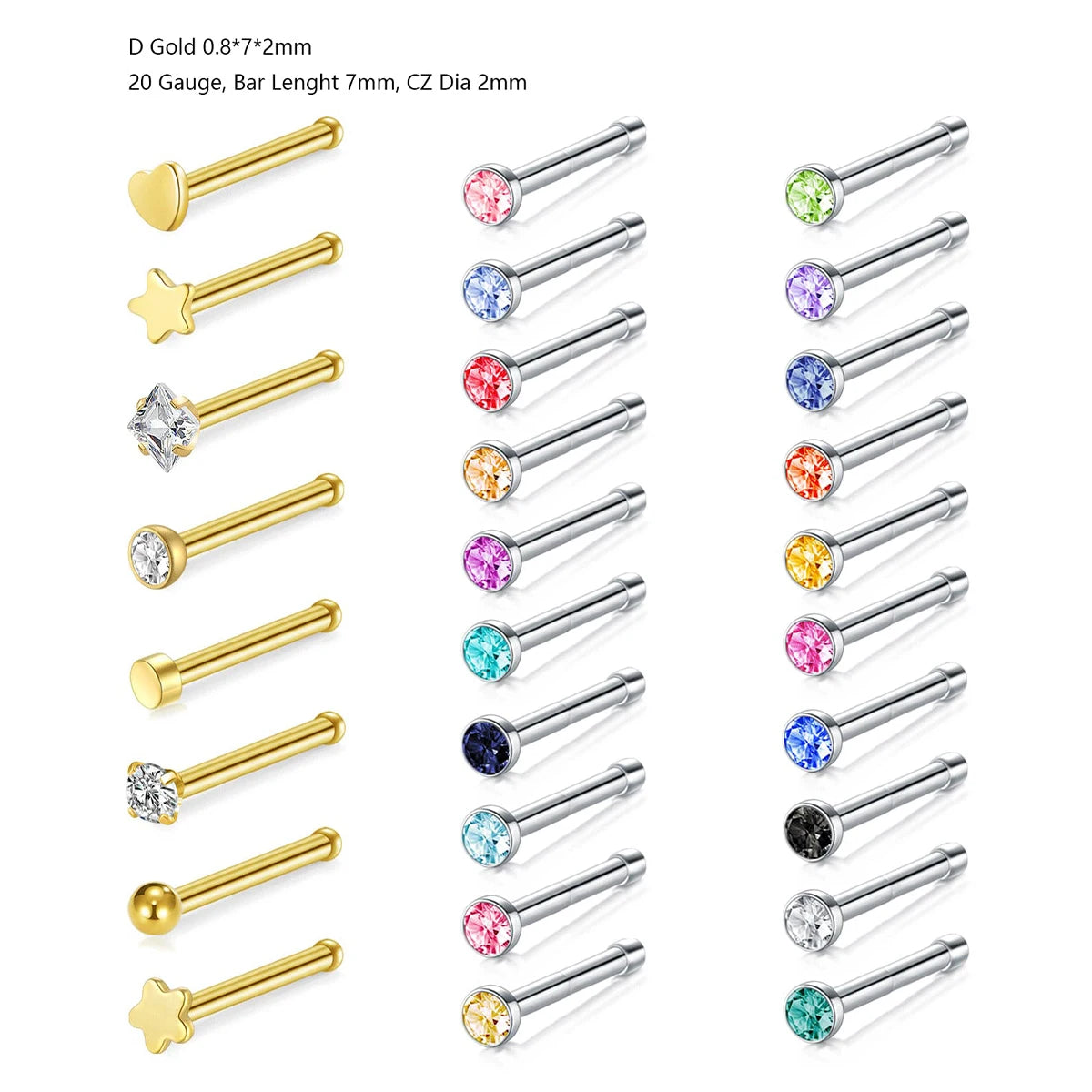 Éclat Set – 28pcs Nose Stud Collection