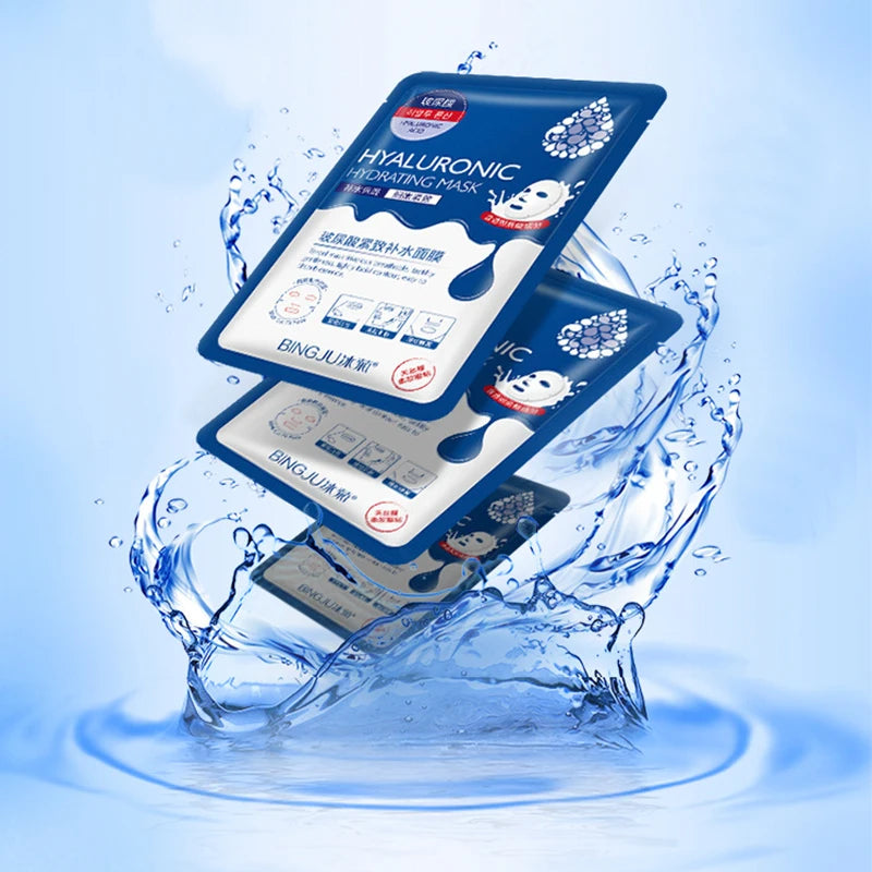 10PCS Hyaluronic Acid Face Mask – Moisturizing, Oil-Control, Anti-Aging, Whitening