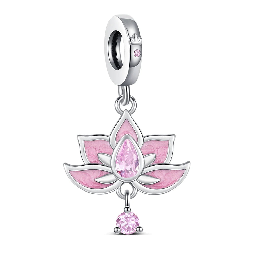 925 Sterling Silver Lotus Charm Pendant – Women’s DIY Bracelet