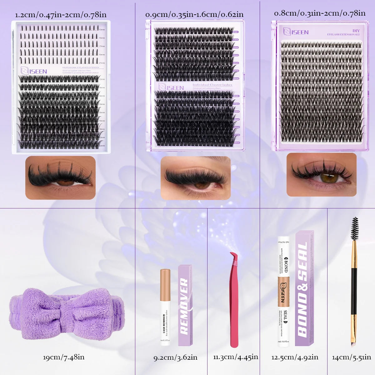 Eyelash Extension Kit – 3 Boxes, Mixed Length & Styles, Natural Look, Includes Tools