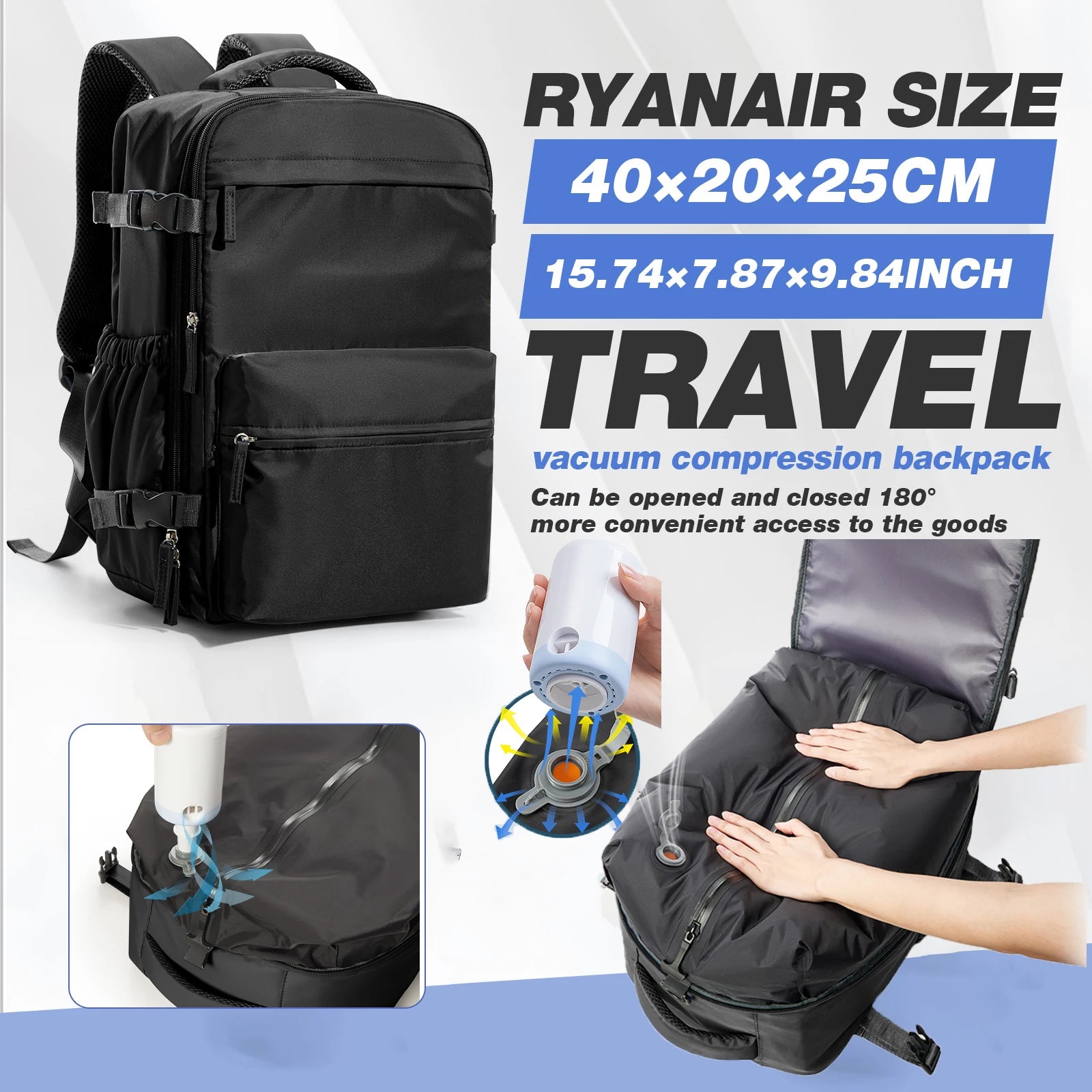 Travel Vacuum Storage Backpack – Compressed Clothes Bag