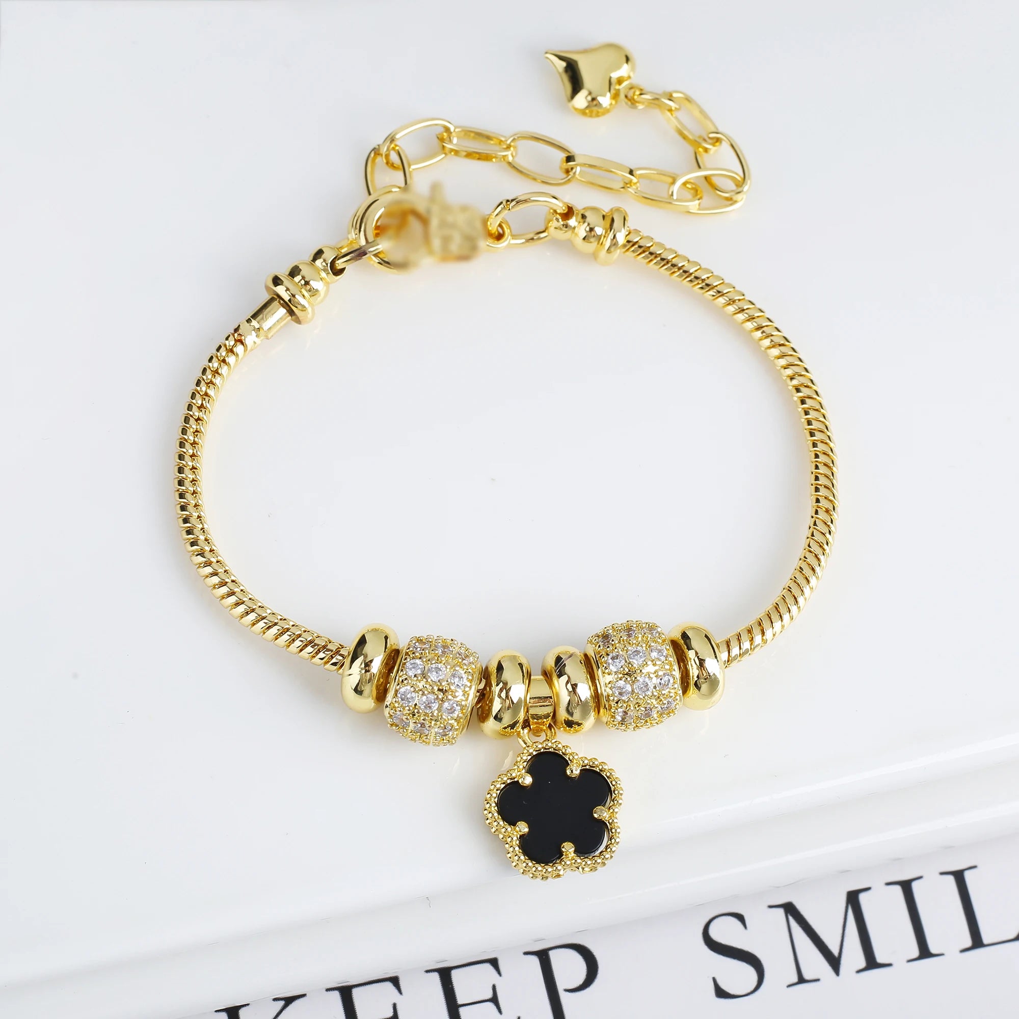 5-Leaf Clover Woven Chain Bracelet – Women’s Luxury Jewelry
