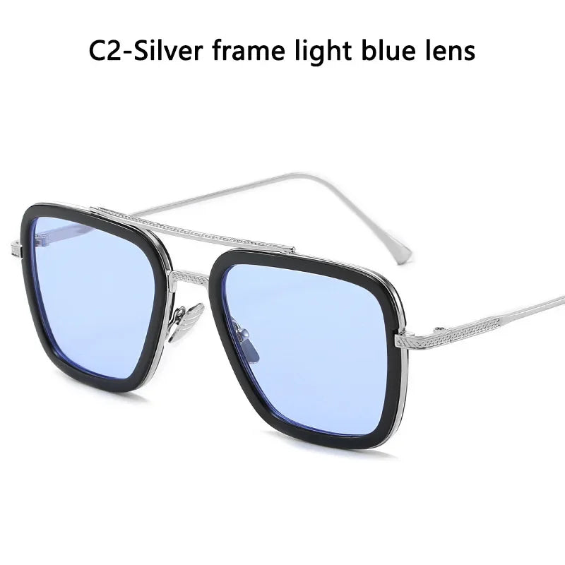 Sunglasses – Fashion Square Frame, Tony Stark Style, Unisex, Retro Brand Design