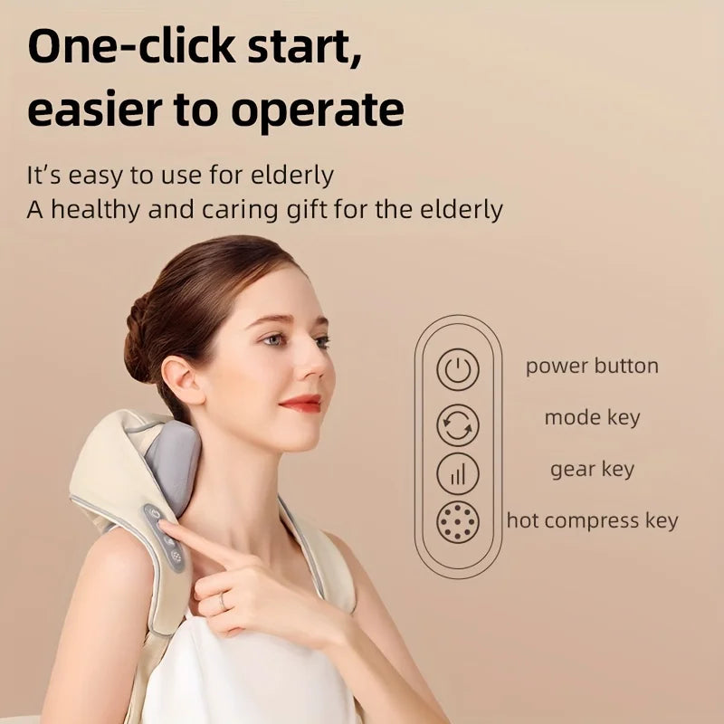 Wireless Electric Neck & Back Massager – Kneading, Shoulder & Trapezius Massage Pillow