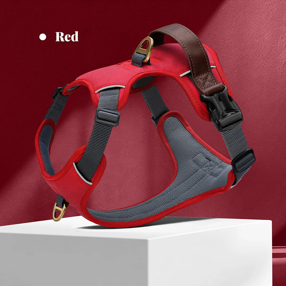 Vintage Dog Harness – Durable PU Leather, Breathable, Control Handle, Retro Style for Small to Large Dogs