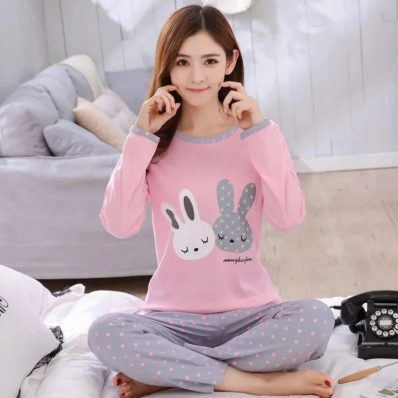 Women’s 2-Piece Autumn Sleepwear Set – Long Sleeve Teacup Pajamas