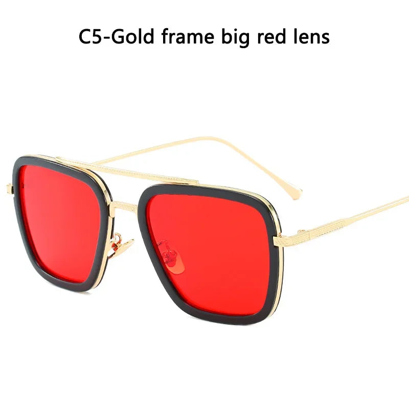 Sunglasses – Fashion Square Frame, Tony Stark Style, Unisex, Retro Brand Design