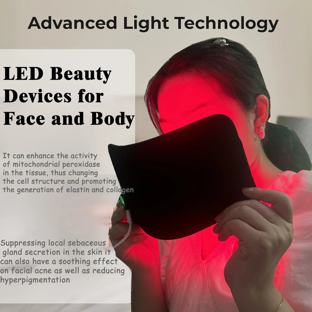 Red Infrared Light Therapy Pad – LED Beauty Device, Face & Body Relief, 660nm/850nm, Portable Heat Pad