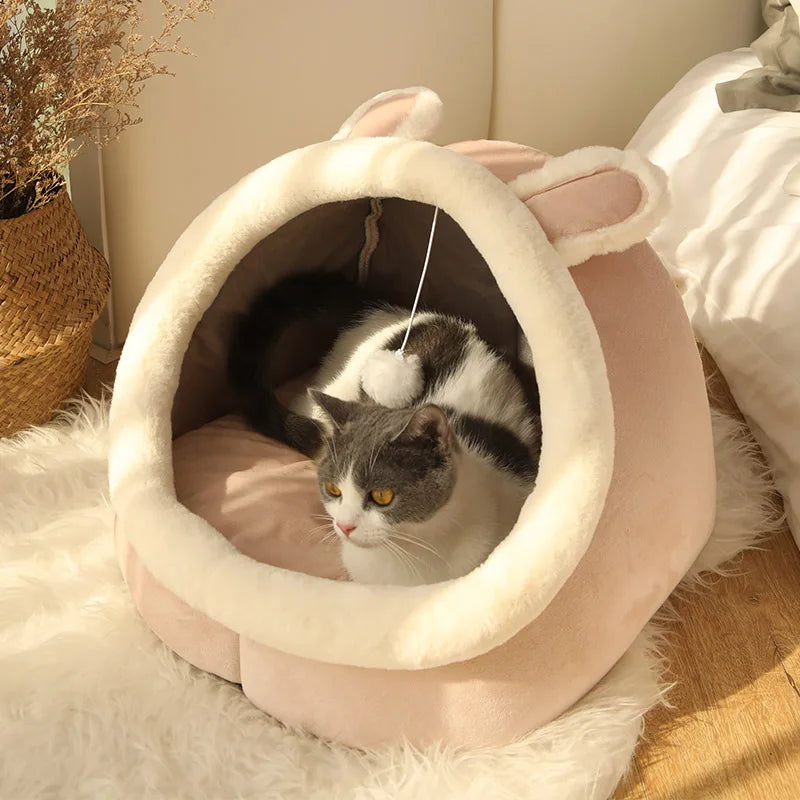 Deep Sleep Cat Bed – Foldable, Removable, Washable, Cartoon Style, for Cats & Small Dogs