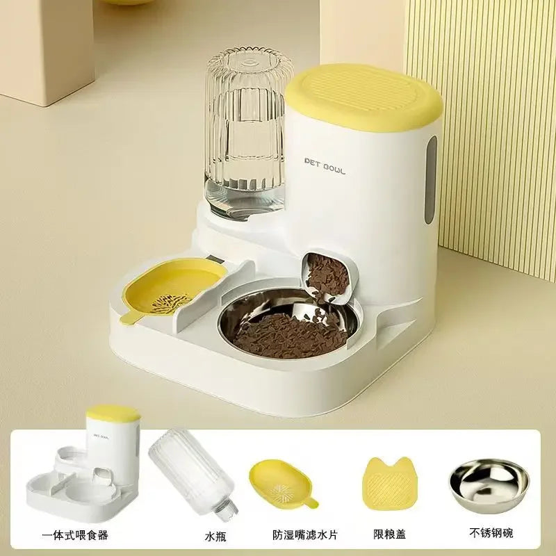 Automatic Pet Feeder Bowl – Integrated Food & Water Dispenser for Cats & Dogs
