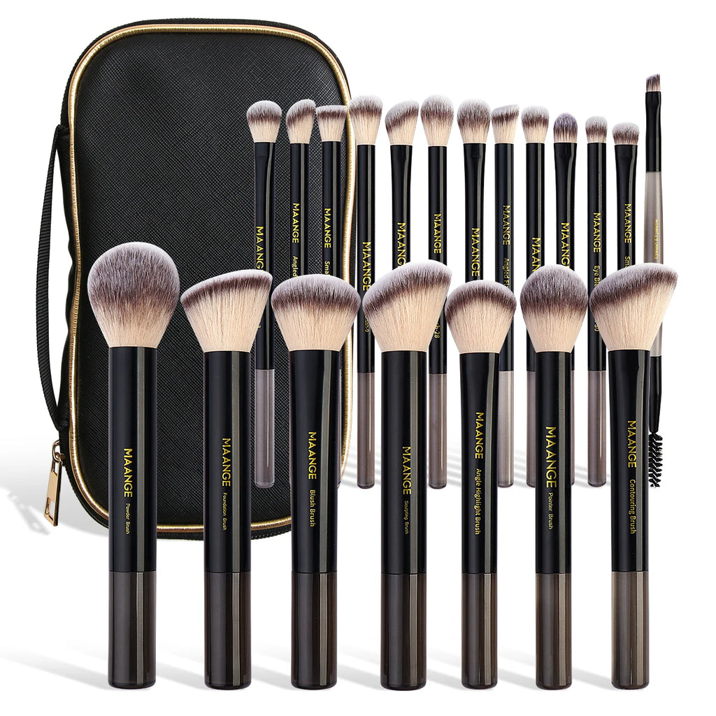 MAANGE 20PCS Makeup Brush Set – Powder, Eyeshadow, Foundation, Eyebrow, Contour, Blending, With Travel Bag