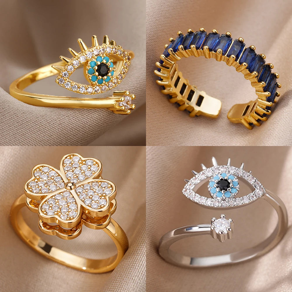 Gold Color Turkish Evil Eye Ring for Women