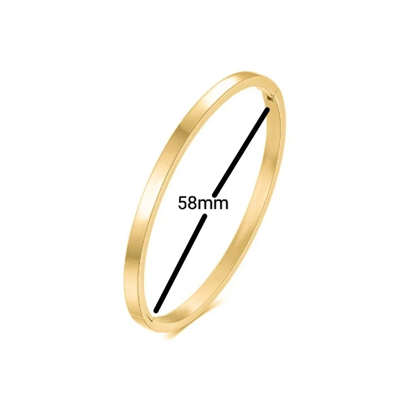 Oval Smooth Stainless Steel Bangle. 18k Gold Color Charm Jewelry Gifts Wholesale