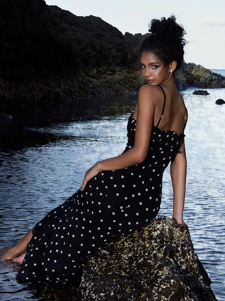 Nibber Summer Polka Dot Spaghetti Strap Bodycon Dress