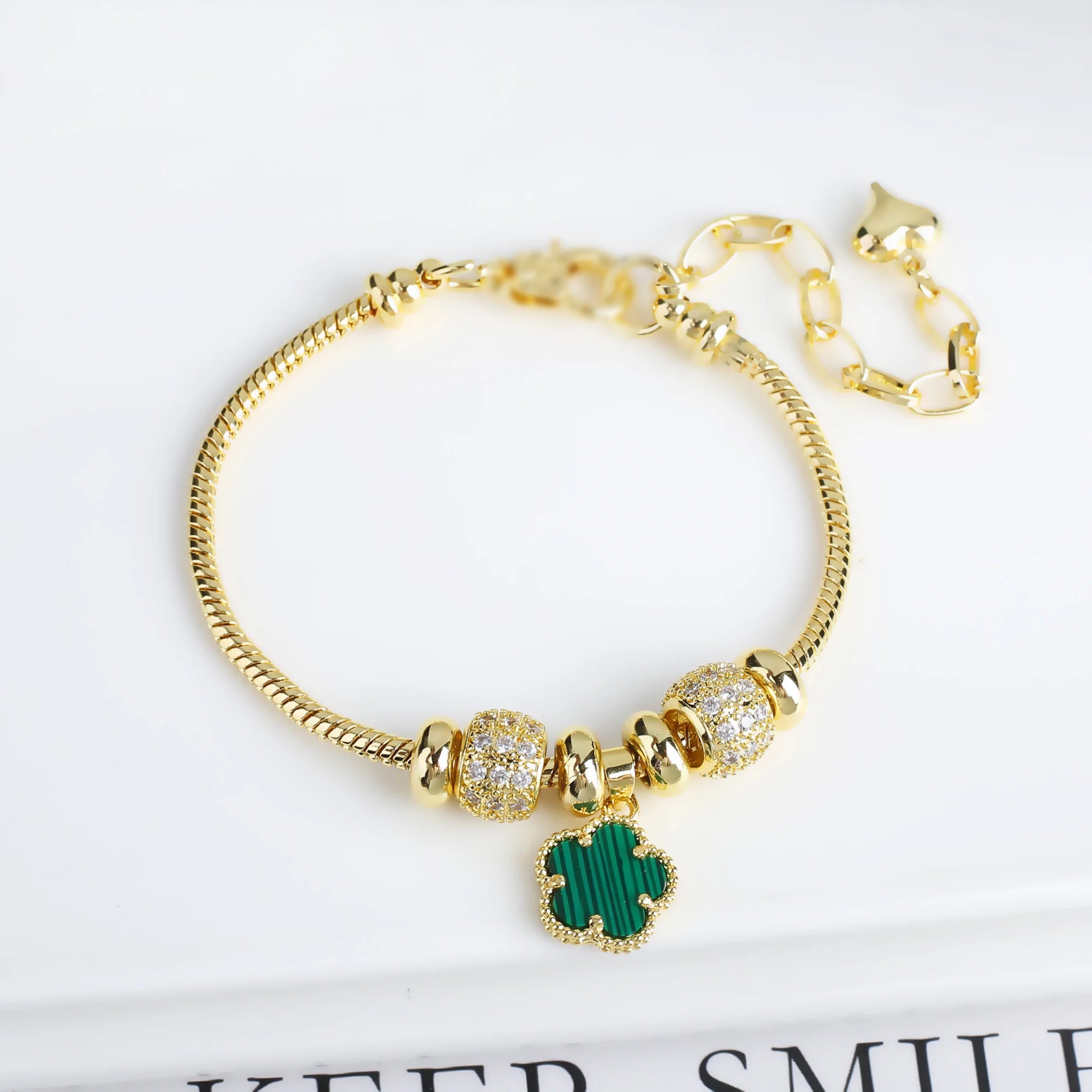 5-Leaf Clover Woven Chain Bracelet – Women’s Luxury Jewelry