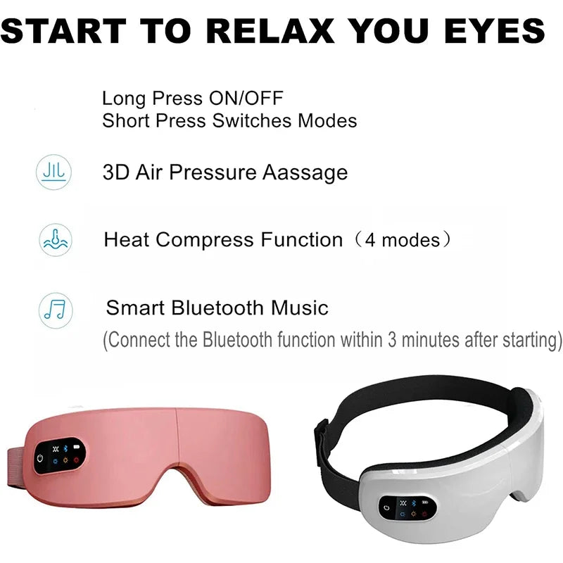 4D Smart Eye Massager – Airbag Vibration, Hot Compress, Bluetooth, Anti-Fatigue & Anti-Wrinkle Care