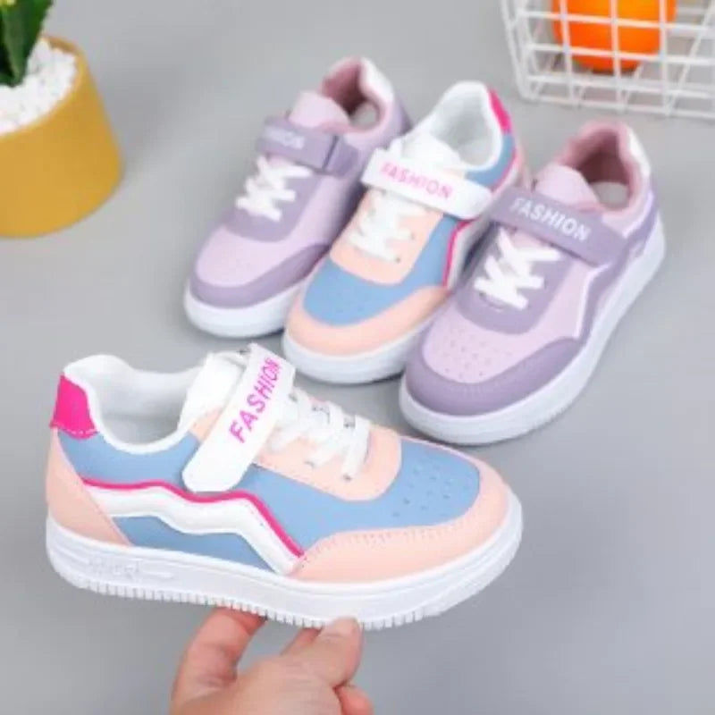 Girls' Sneakers – Non-Slip, Purple, Casual Running Shoes, Breathable Outdoor Shoes