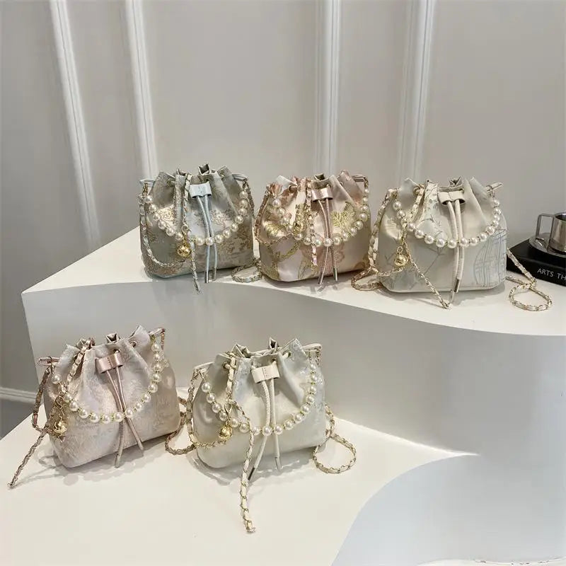 Pearl Bucket Shoulder Bag – Fashion Women’s Crossbody Handbag