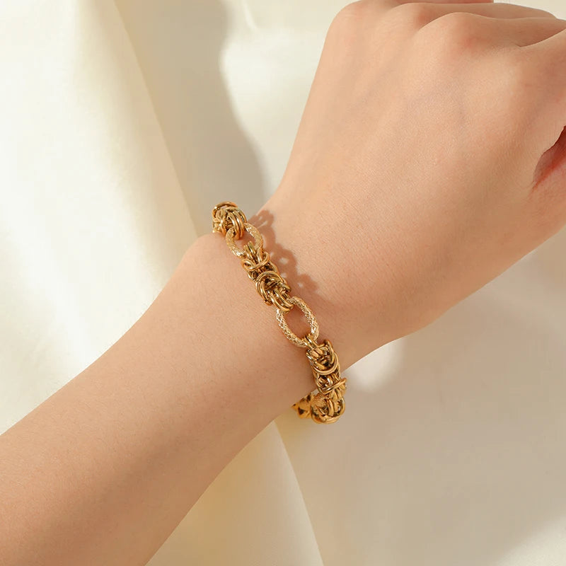Twisted 316L Stainless Steel Bracelet – 18K Gold Plated for Women