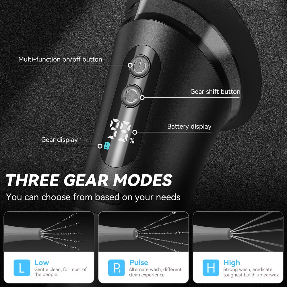 Electric Ear Wax Removal Tool – Water-Powered, 3 Pressure Settings, Ear Cleaner for Adults & Kids