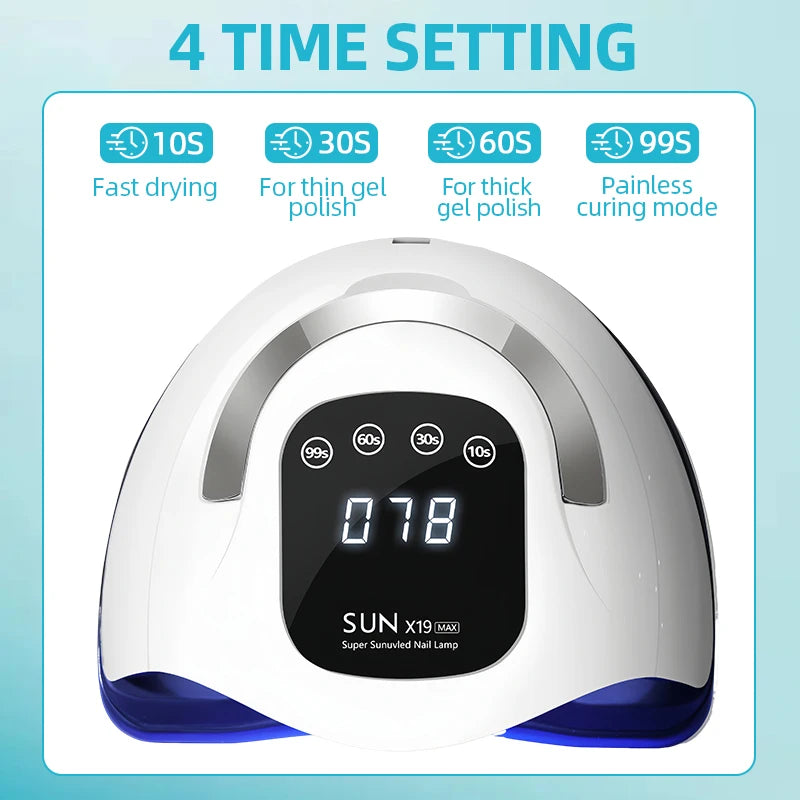 320W SUN X19 MAX Nail Lamp – 72 LEDs, UV/LED, Gel Polish Curing, Large LCD Touch Screen