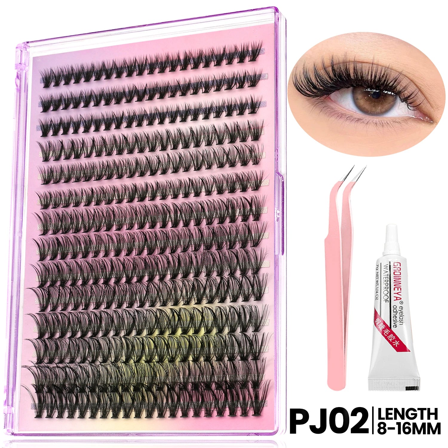 280 Clusters Individual Lashes Natural Look Soft Curly Fluffy Cluster Lashes DIY Eyelash Extension Personal Eyelash Makeup Tool