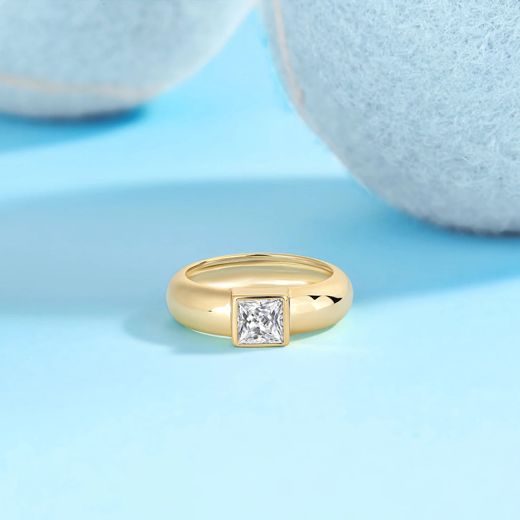 JIUZUAN 1CT Moissanite Ring – S925 Sterling Silver, 18k Plated