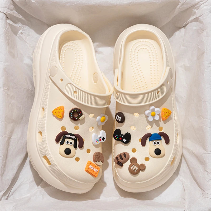 Pearl Chain Platform Sandals – Fashion Thick Sole Beach Clogs for Women