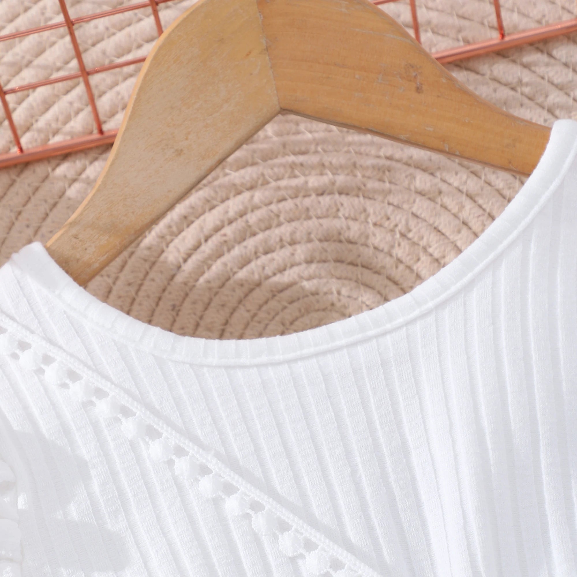 Girls Summer Romper – Short Puff Sleeve, Solid Color, Belt & Flower Satchel, Casual Fashion