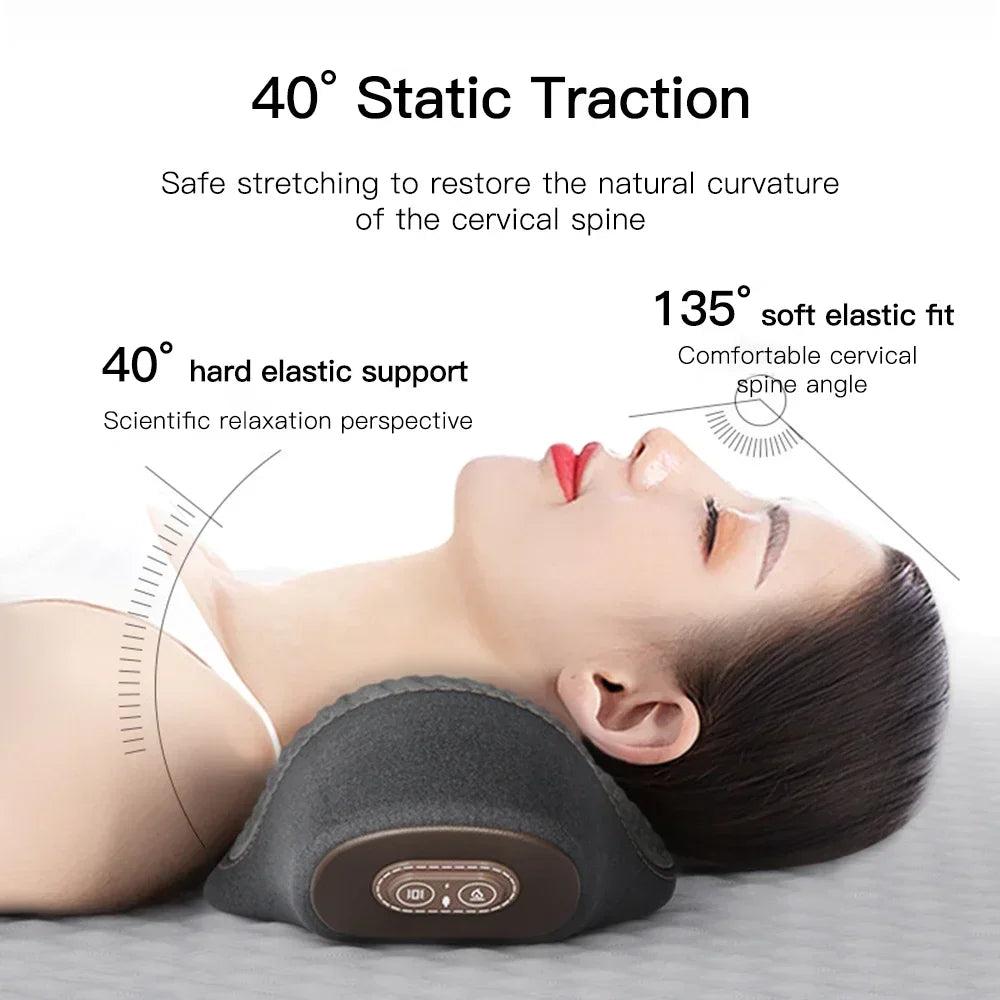 Electric Neck Massager Pillow – Heating, Vibration, Cervical Traction, Memory Foam Spine Support